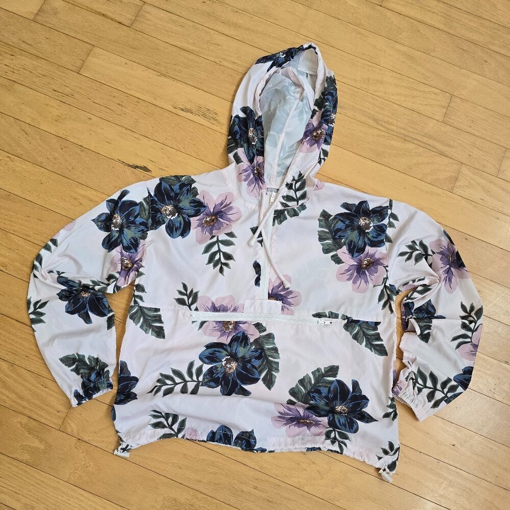 Thread & Supply | pastel purple floral sporty windbreaker jacket | MENS S